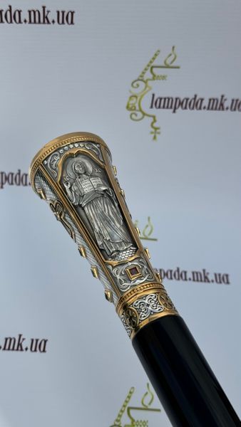 Посох изготовлен из серебра 925 пробы, в позолоте украшен натуральными камнями MR-396 фото