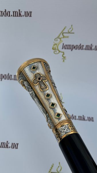 Посох изготовлен из серебра 925 пробы, в позолоте украшен натуральными камнями MR-396 фото