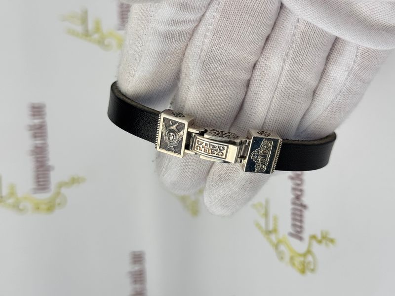 Браслет виготовлений з натуральної шкіри з срібними елементами 925 проби BREK035 фото
