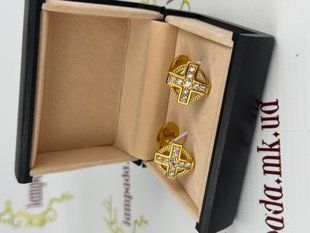 Запонки изготовлены из серебра 925 пробы, в позолоте украшены драгоценными камнями цирконий. MA76 фото