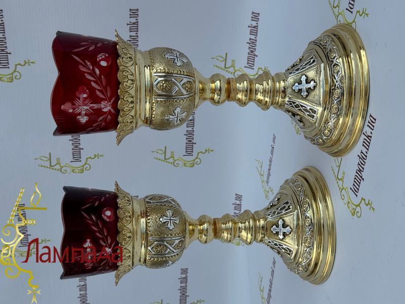 Лампада в позолоті та посрібленні 1- АНЛ фото