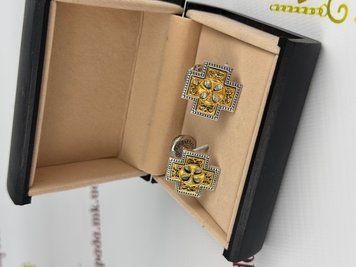 Запонки изготовлены из серебра 925 пробы, в позолоте. MA52 фото