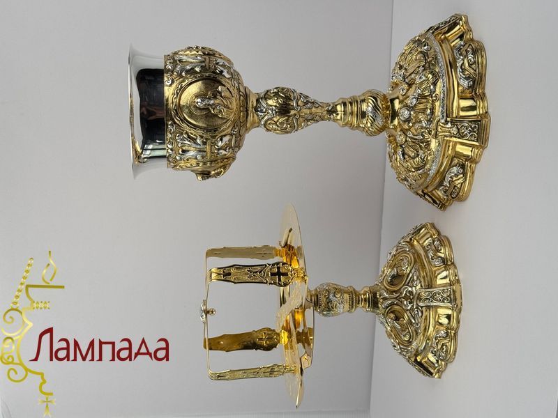 Евхаристический набор в позолоте и в посеребрении стакан изготовлен из серебра 925 серебра. 13-64АНS фото