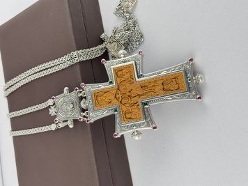 Крест изготовлен из серебра 925 пробы, деревянная вставка с двух сторон. SA610s фото