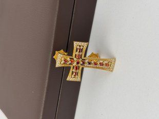 Хрест для Архієрейського клобука або скуфії, оздоблений камінням цирконій SMP003 фото