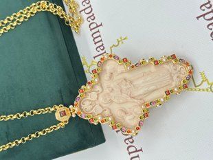 Хрест виготовлений з бронзи в позолоті вставка мрамор МК-20 фото